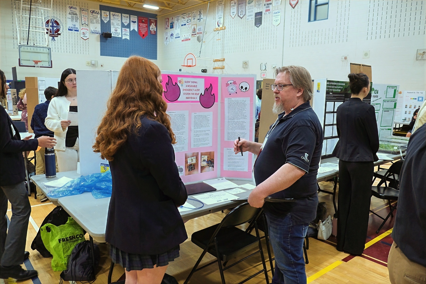 Judges evaluating projects